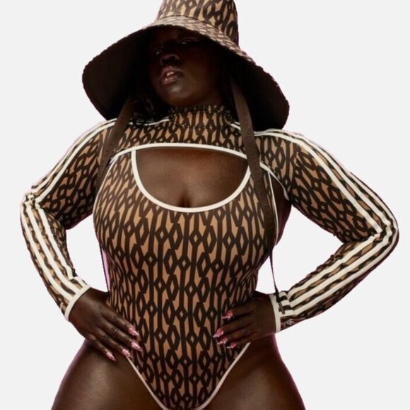 NWT Adidas Ivy Park paradise Trendy Reversible Stretch Bodysuit with Shrug S - Picture 4 of 4